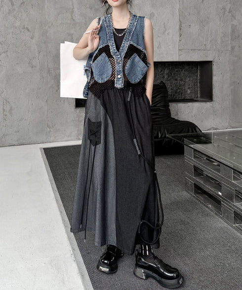 Mesh Denim Vest